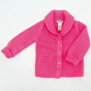 Cherokee Baby Pink Cotton Knit Cardigan Shawl Collar Sweater 9M